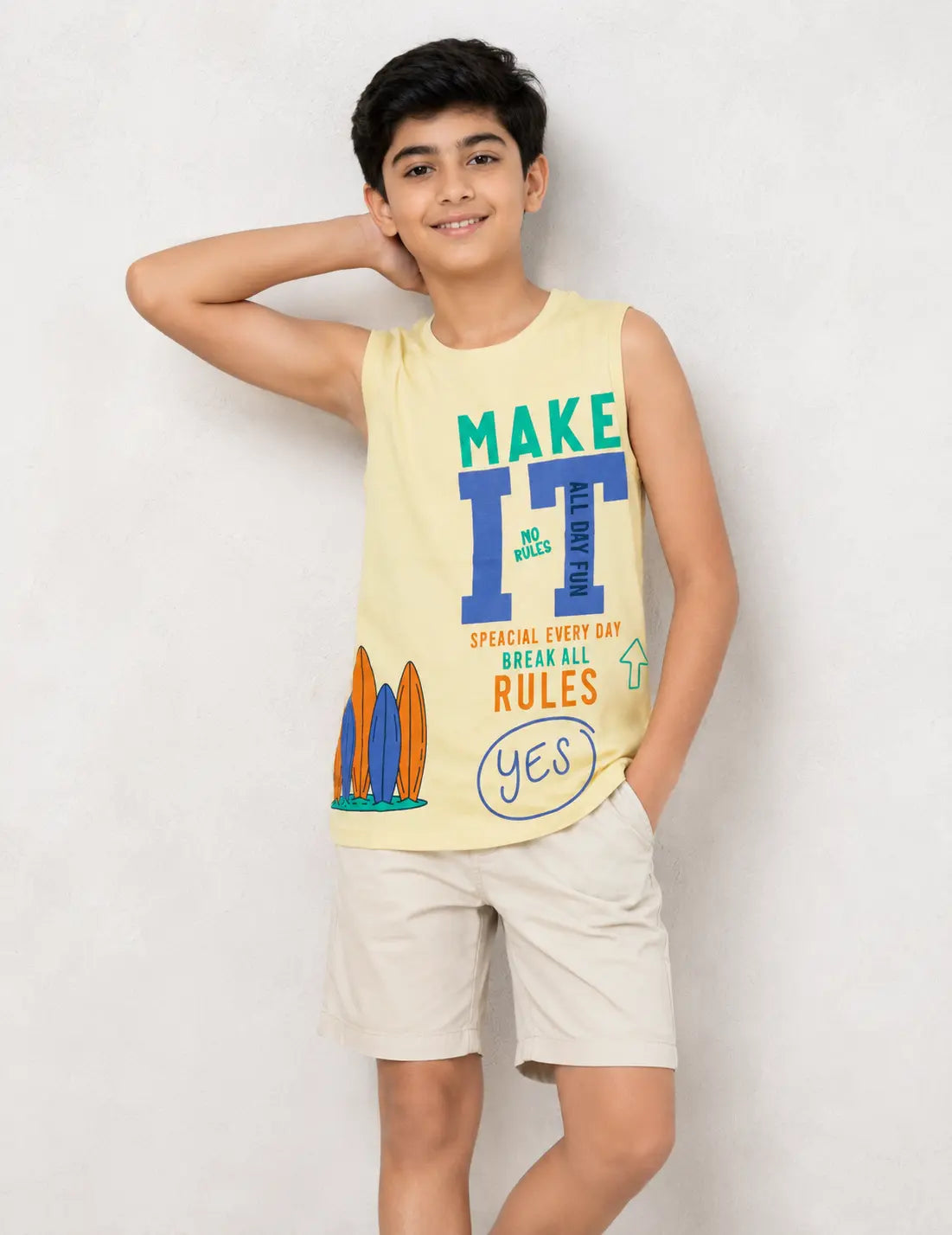 COMBO PACK OF 3 BOYS SLEEVELESS T-SHIRTS