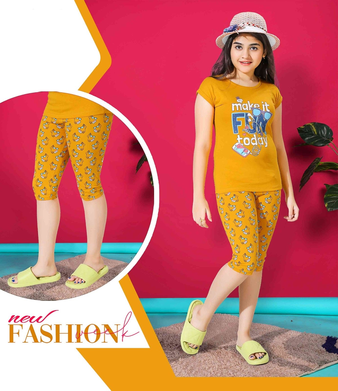 PACK OF 2 GIRLS HALF SLEEVEES CAPRI SET image 0