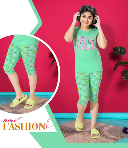 PACK OF 2 GIRLS HALF SLEEVEES CAPRI SET image 2