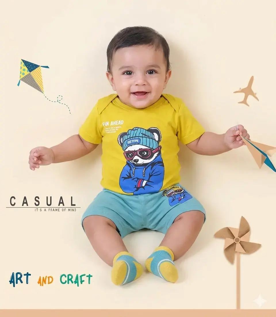 COMBO PACK OF 2 BOYS HALF SLEEVE T-SHIRTS & SHORTS SET