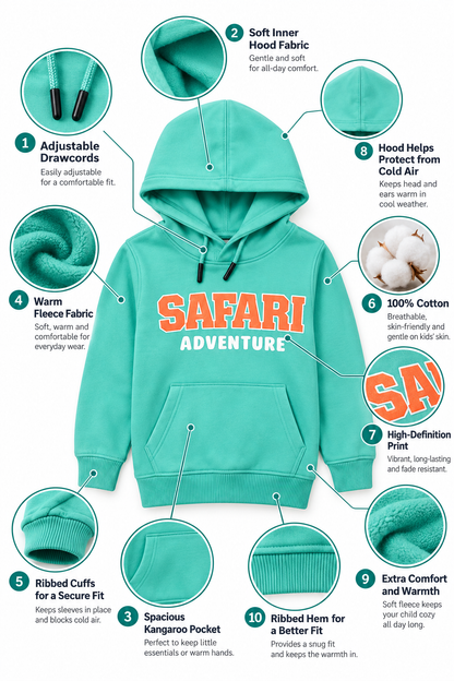 Boys’ Mint Green Safari Adventure Fleece Hoodie