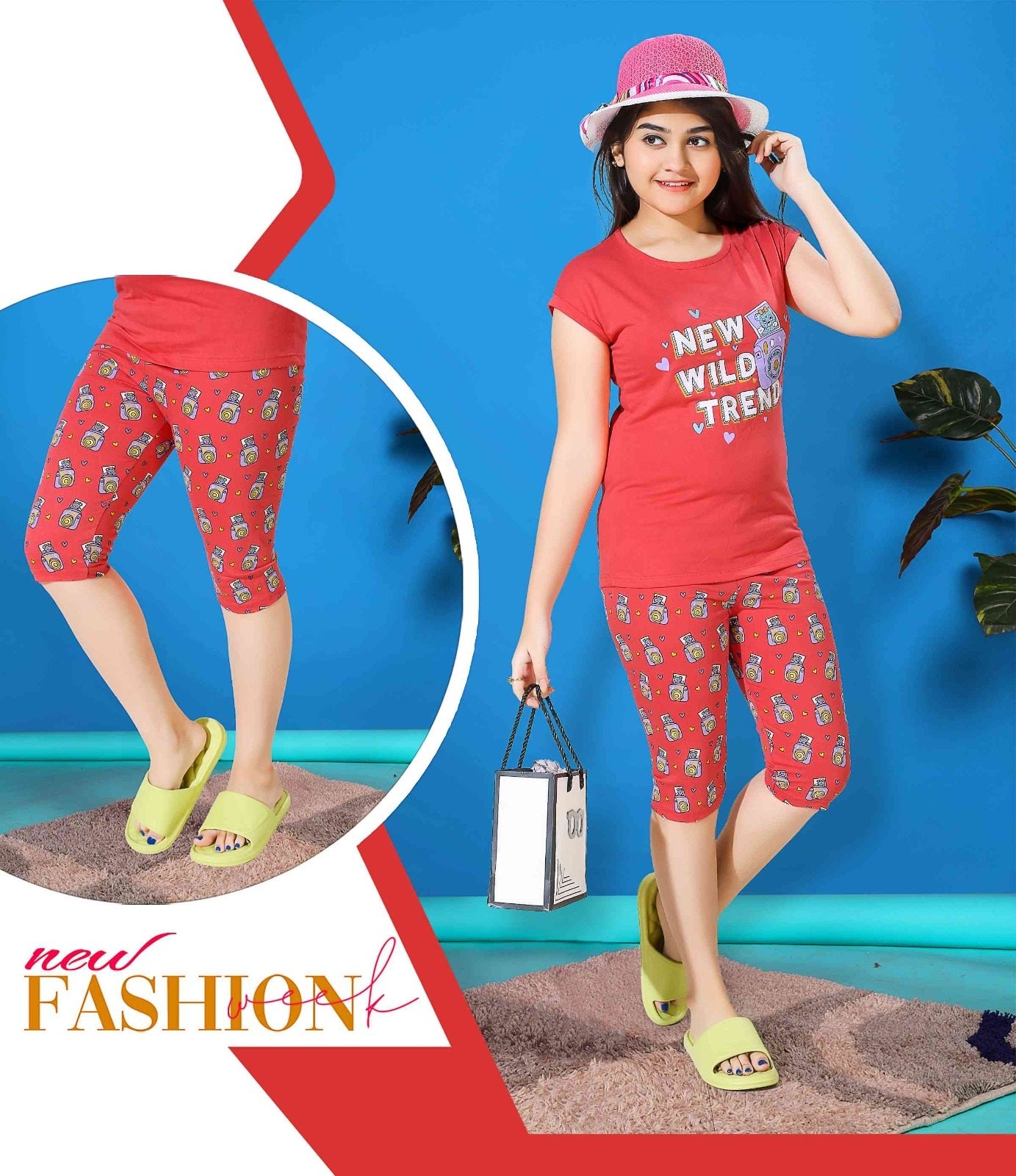 PACK OF 2 GIRLS HALF SLEEVEES CAPRI SET image 5