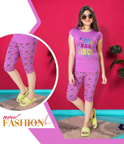 PACK OF 2 GIRLS HALF SLEEVEES CAPRI SET image 1