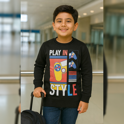 PACK OF BOYS 3 BOYS FULLSLEEVEES LOOPKNIT TSHIRT BASIC image 1