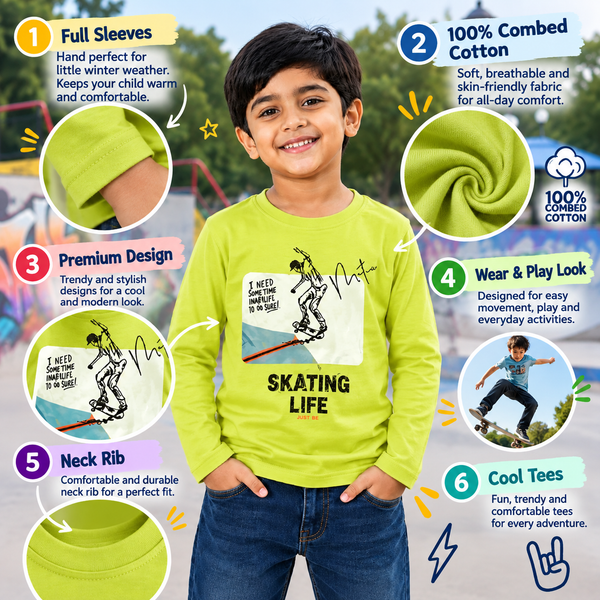 PACK OF 3 BOYS FULL SLEEVE T-SHIRTS BASIC