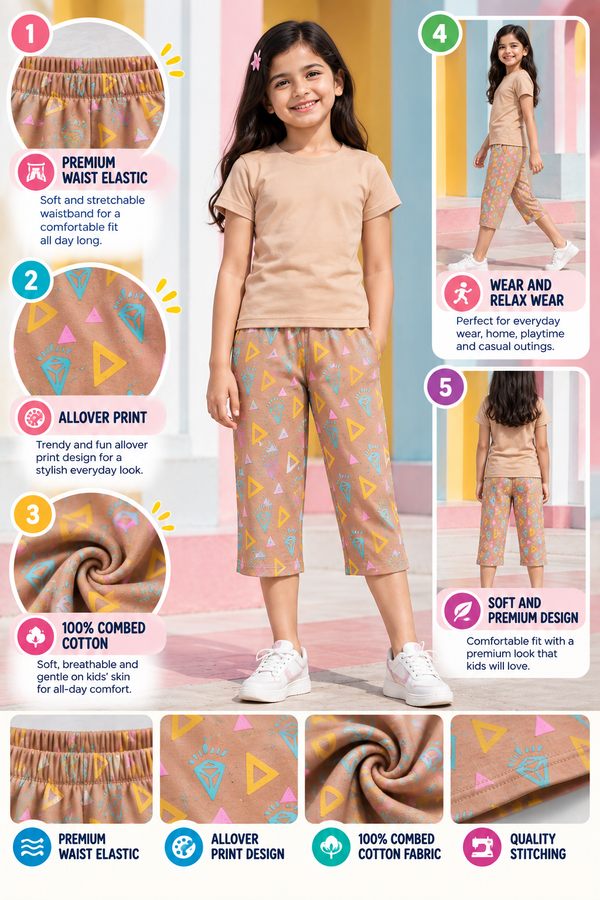 PACK OF 3 GIRLS CAPRI AOP 8-14 YEARS